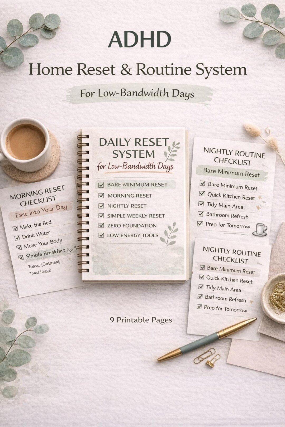 Overwhelmed Routine Gentle Daily Reset System | Printable Routines for Overwhelmed Minds ...