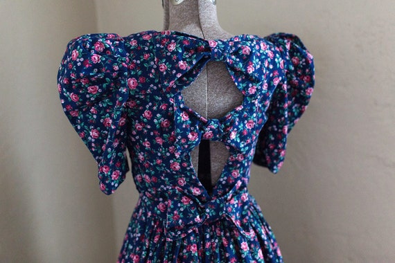 BEAUTIFUL 1980s floral rose open back cotton summ… - image 5