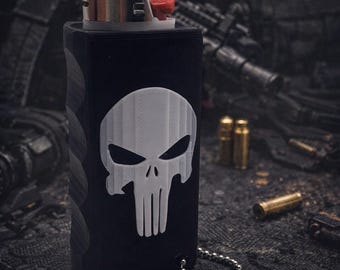 Punisher Skull 3D Printed Lighter Case w/ Keychain