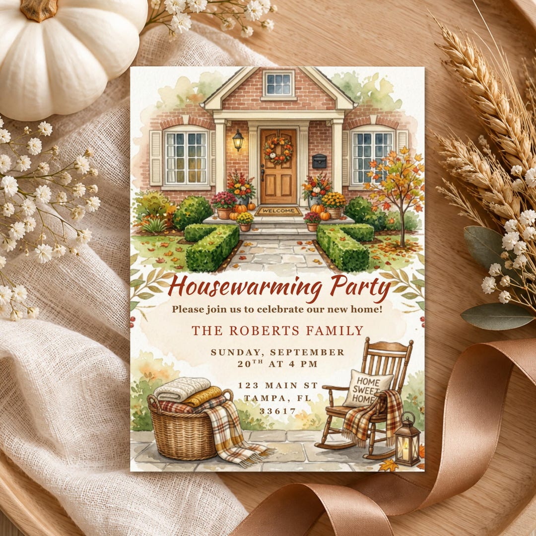 Housewarming Party Invitation, New Home Farmhouse Celebration Invite, Editable Party Canva ...