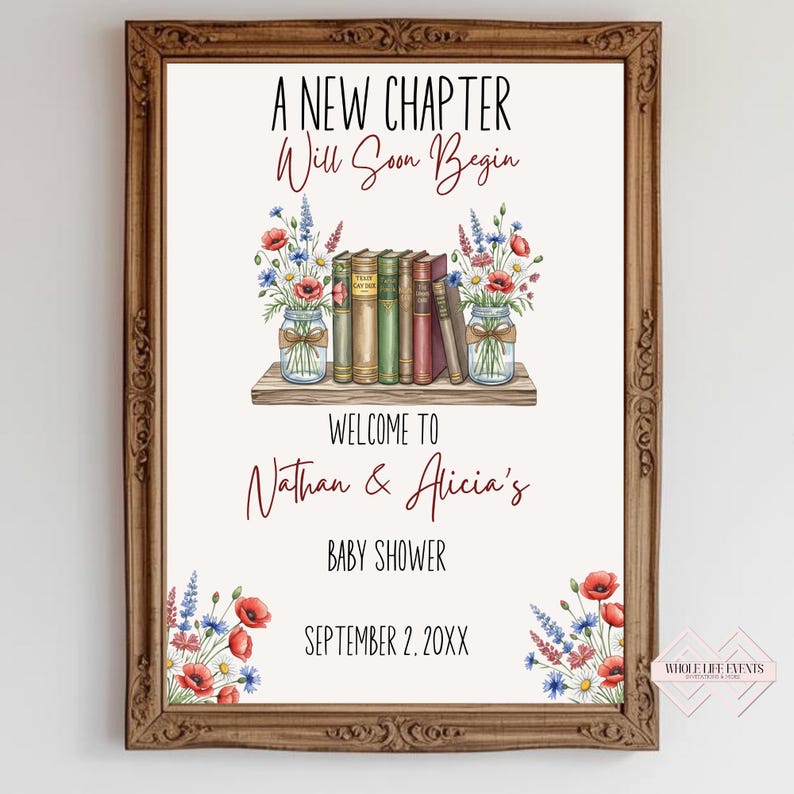 First Chapter Welcome Sign A New Chapter Baby Shower Welcome Sign, Book Themed, Storybook ...