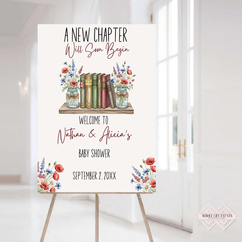 First Chapter Welcome Sign A New Chapter Baby Shower Welcome Sign, Book Themed, Storybook ...
