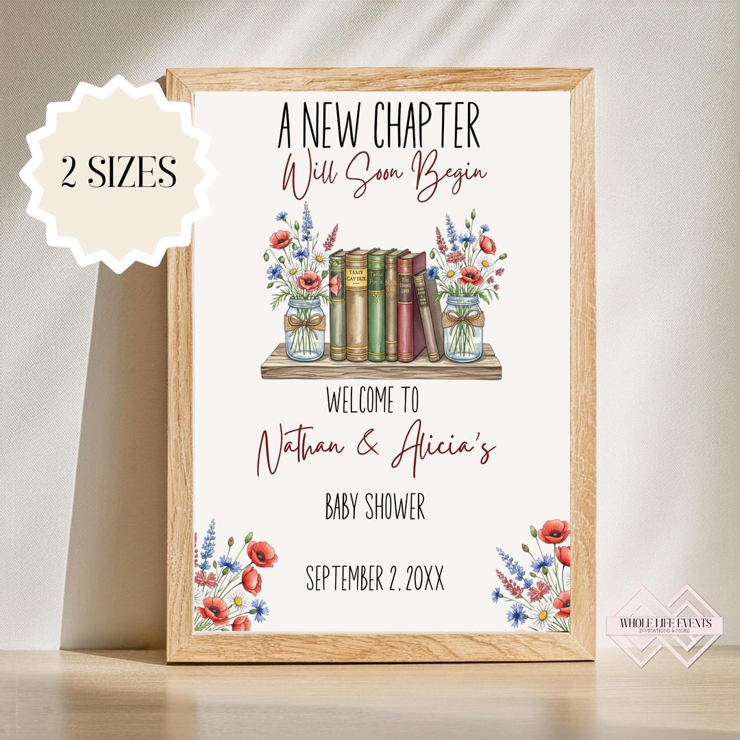 First Chapter Welcome Sign A New Chapter Baby Shower Welcome Sign, Book Themed, Storybook ...