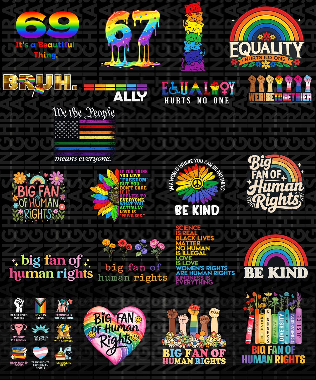 Human Rights PNG Bundle, Equality Social Justice Designs (digital ...