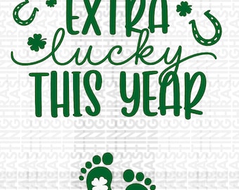 St Patrick's Day Pregnancy Reveal PNG, Lucky Charm Baby Feet (Digital Download)