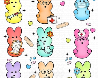 Easter Nurse Png, Chillin With My Peeps Png,Bunny Nurse Png,Healthcare Worker Easter Png, Cute RN Gift, Easter Bunny Png
