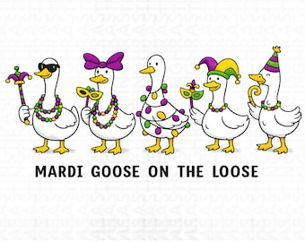 Mardi Gras Goose PNG, Funny Louisiana Festival Clipart (Digital Download)