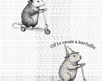 Funny Opossum Scooter PNG, Sarcastic Animal Art (Digital Download)