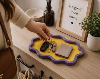 Bandeja multiusos personalizada impresa en 3D – Organizador con marco ondulado impreso en 3D, decoración de escritorio personalizada
