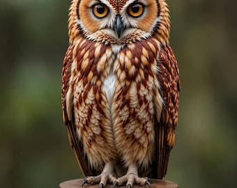 3d printed Realistic Owl Sculpture STL | Highly Detailed Woodland Decor (Digital Download)