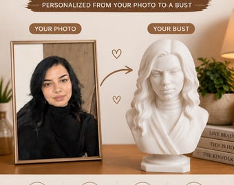 Turn Your Photo Into a Personalized 3D Bust | Custom Portrait Sculpture | Unique Gift 10-15-20 cm