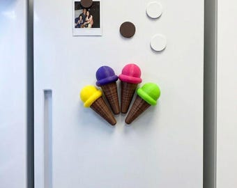 3D Ice Cream Cone Fridge Magnets – Custom Color Kitchen Decor