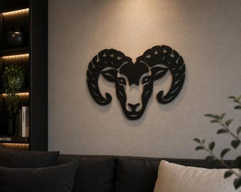 Minimalist Ram Head Wall Decor | 3D Printed Animal Art (Set of 3)