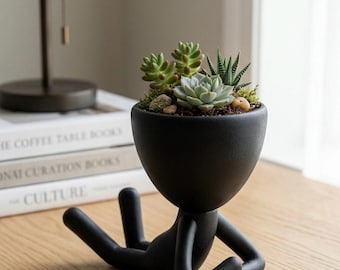 Minimalist Lying Man Planter, 3D Printed PLA Succulent Holder, Modern Desk Accessory