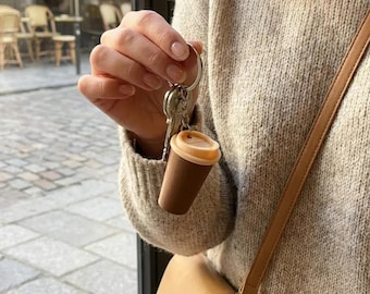 3D Printed Coffee Cup Keychain – Mini Latte Charm, Barista Gift
