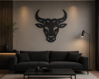 Minimalist Bull Head Wall Decor | Modern Farmhouse Wall Art | Bull Wall Hanging | Western Home Decor | 3D Printed Wall Decor | Set of 3