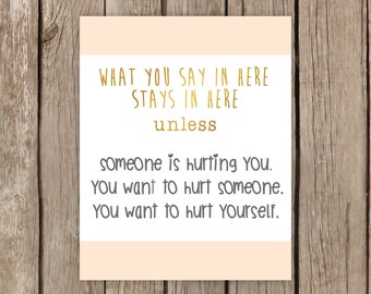 What You Say in Here Stays in Here confidentiality School Counselor Psychologist Therapist  Guidance Privacy Lunch Bunch Group Counseling