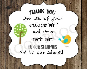 Merci les enseignants pour l’engagement d’encouragement aux éducateurs de cadeaux de la menthe bureau enseignant présent