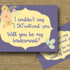 Will you be my Bridal Party Invitations Bridesmaid Maid of Honor Matron of Honor Flower Girl Invite Printable Instant Download