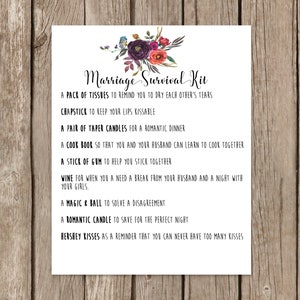 Kit de survie de mariage carte Tag / / carte panier-cadeau pour la mariée / / impression numérique / / de demoiselle d’honneur matrone d’honneur / / personnalisés étiquette de cadeau