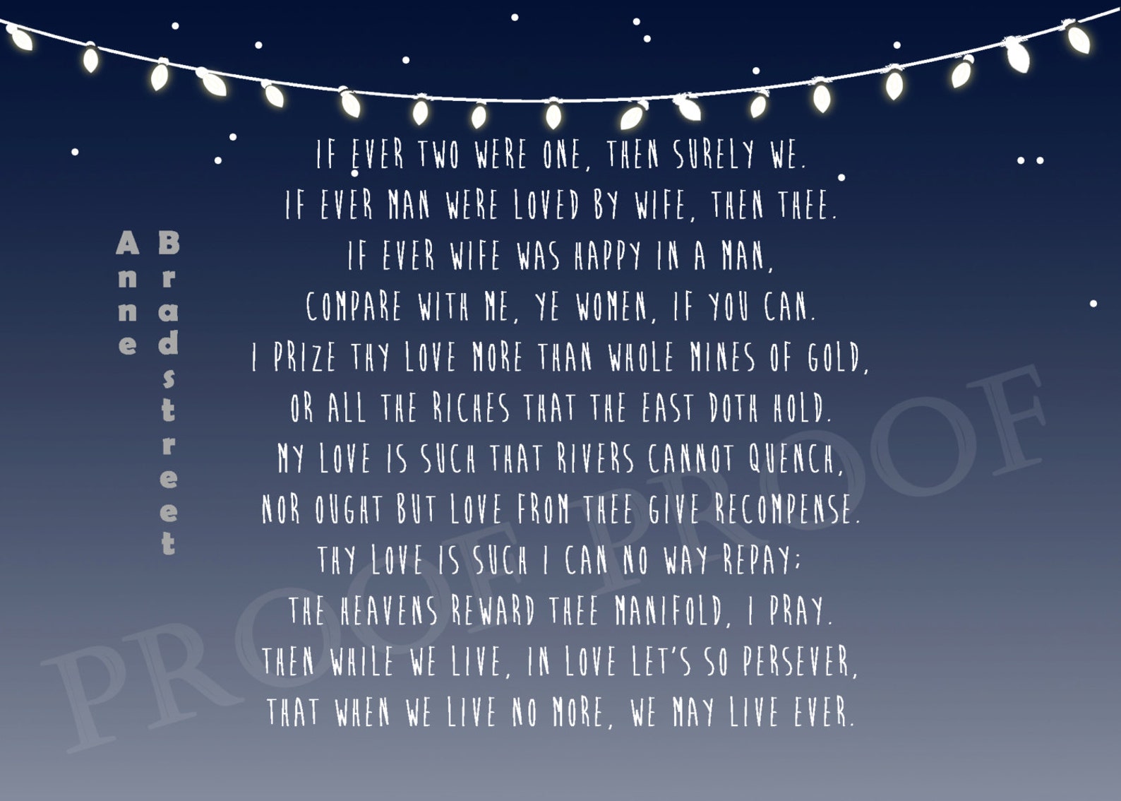 To My Dear and Loving Husband Anne Bradstreet wife marriage | Etsy