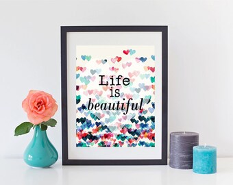 Life is Beautiful digital printable poster classroom nursery kids room teacher school counselor home decor