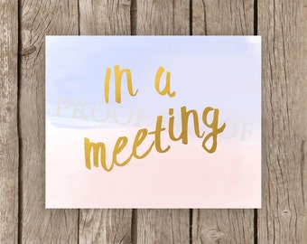 In A Meeting sign // Printable // Business Office // Beach Theme //  School Counselor // Psychologist // Therapist // Privacy // Teacher