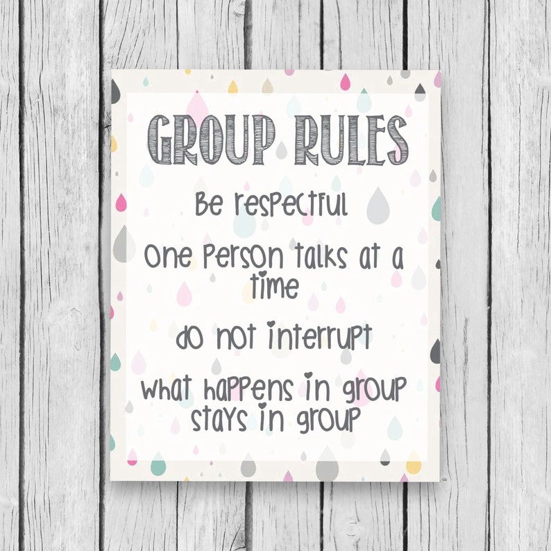 Group Rules Confidentiality Poster School Counselor Counseling Lunch
