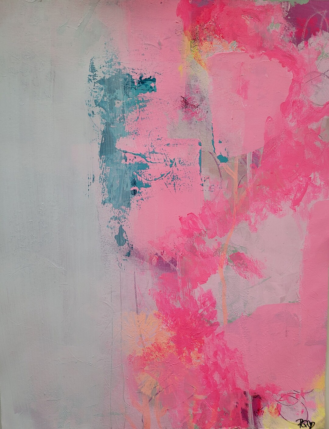 Bright Abstract Painting Original Pink Modern Art Colorful Etsy