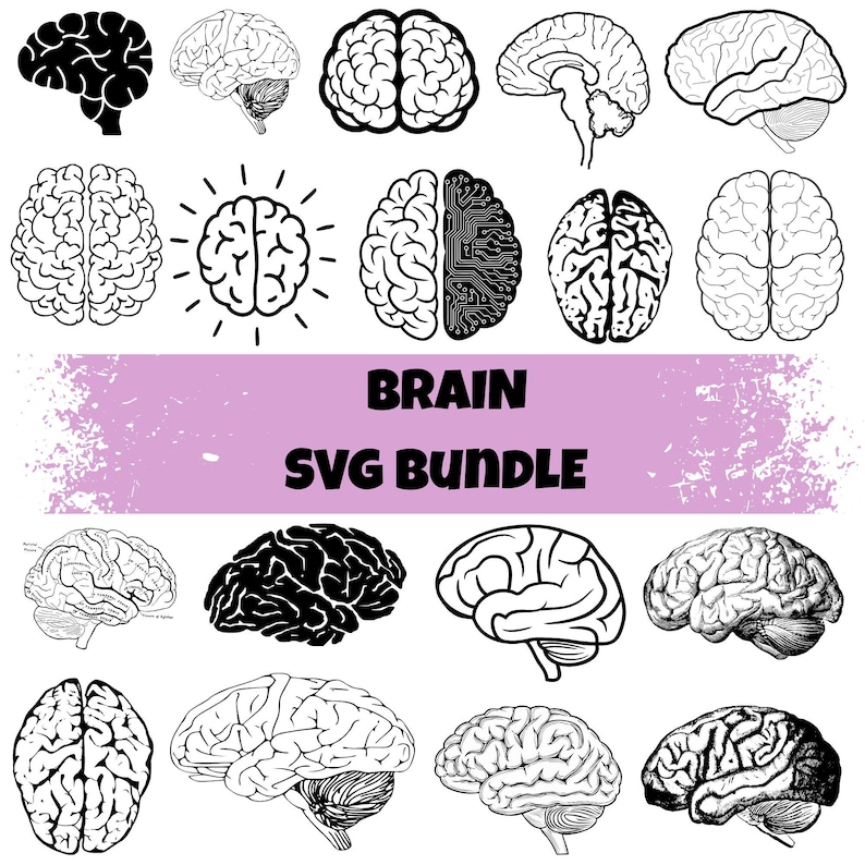 Brain Svg Bundle: Clip Art, Silhouette, Digital Files(instant Download ...
