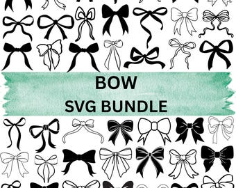Ribbon Bow SVG Bundle: Coquette Bow Clipart (Digital Files)