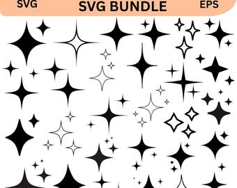 Sparkle Star SVG Bundle: Silhouette Clipart, Cricut Vector Files (Instant Download)
