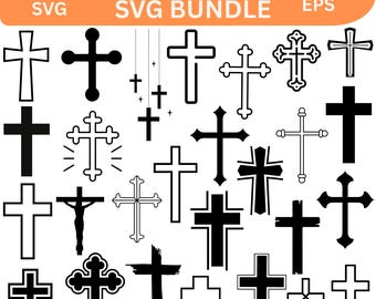 Christian Cross SVG Bundle: Grunge, Distressed, Religious Designs (Digital Files)