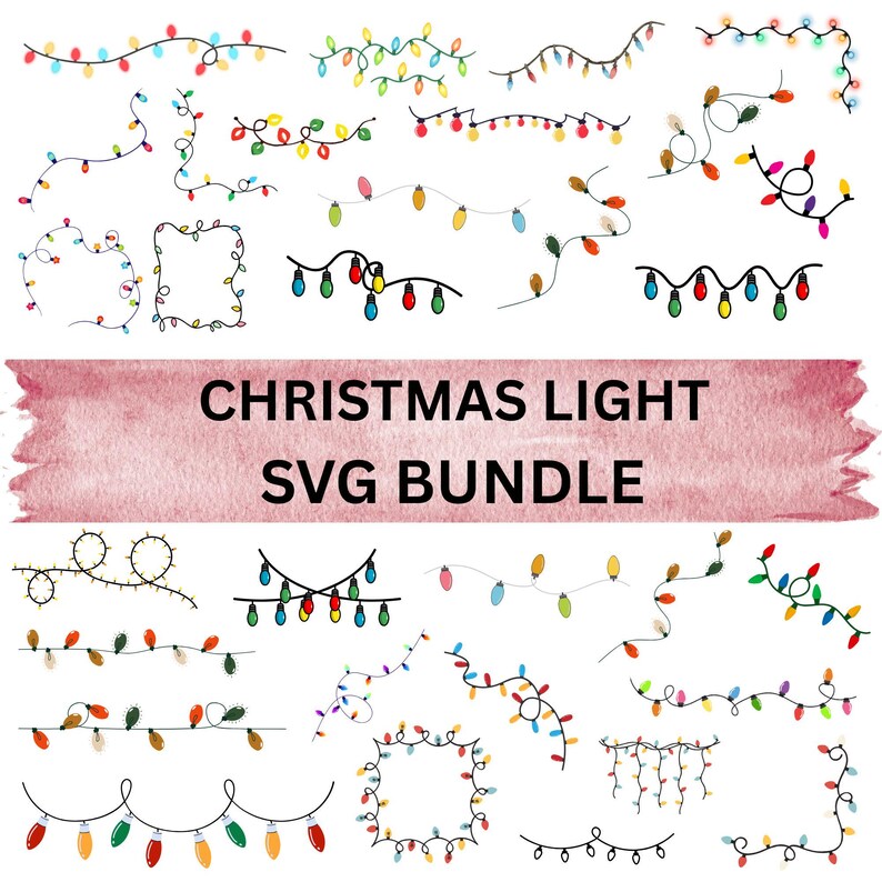 Christmas Lights SVG Bundle, Seamless Pattern (digital File Download ...