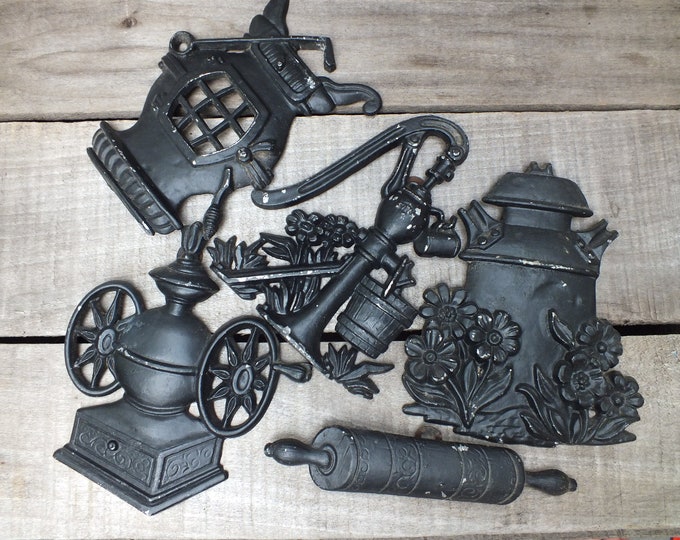 Vintage Cast Iron Wall Hangings Made by Sexton Set of 5 Etsy