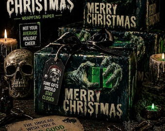 Grave Gift Exchange Wrapping Paper | Zombie Christmas Gift Wrap | Dark Horror Present | Gothic Xmas Paper | Alternative Christmas