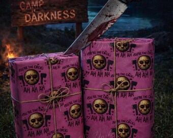 Horror Valentines Wrapping Paper | Slasher Romance Gothic Gift Wrap | Jason Inspired Valentines Wrapping Paper
