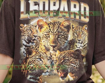 Vintage Leopard Comfort Colors® Tshirt, 90S Graphic Style, Big Cat Retro Animal Faded T-Shirt, Wild Nature Y2K Streetwear Gift