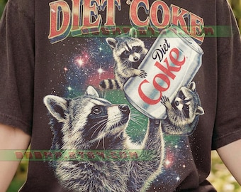 Vintage Waschbär Diet Coke Comfort Colors® Tshirt, 90er Jahre Grafik, lustiges Trash Panda Space Retro T-Shirt, Tierliebhaber Y2K Streetwear