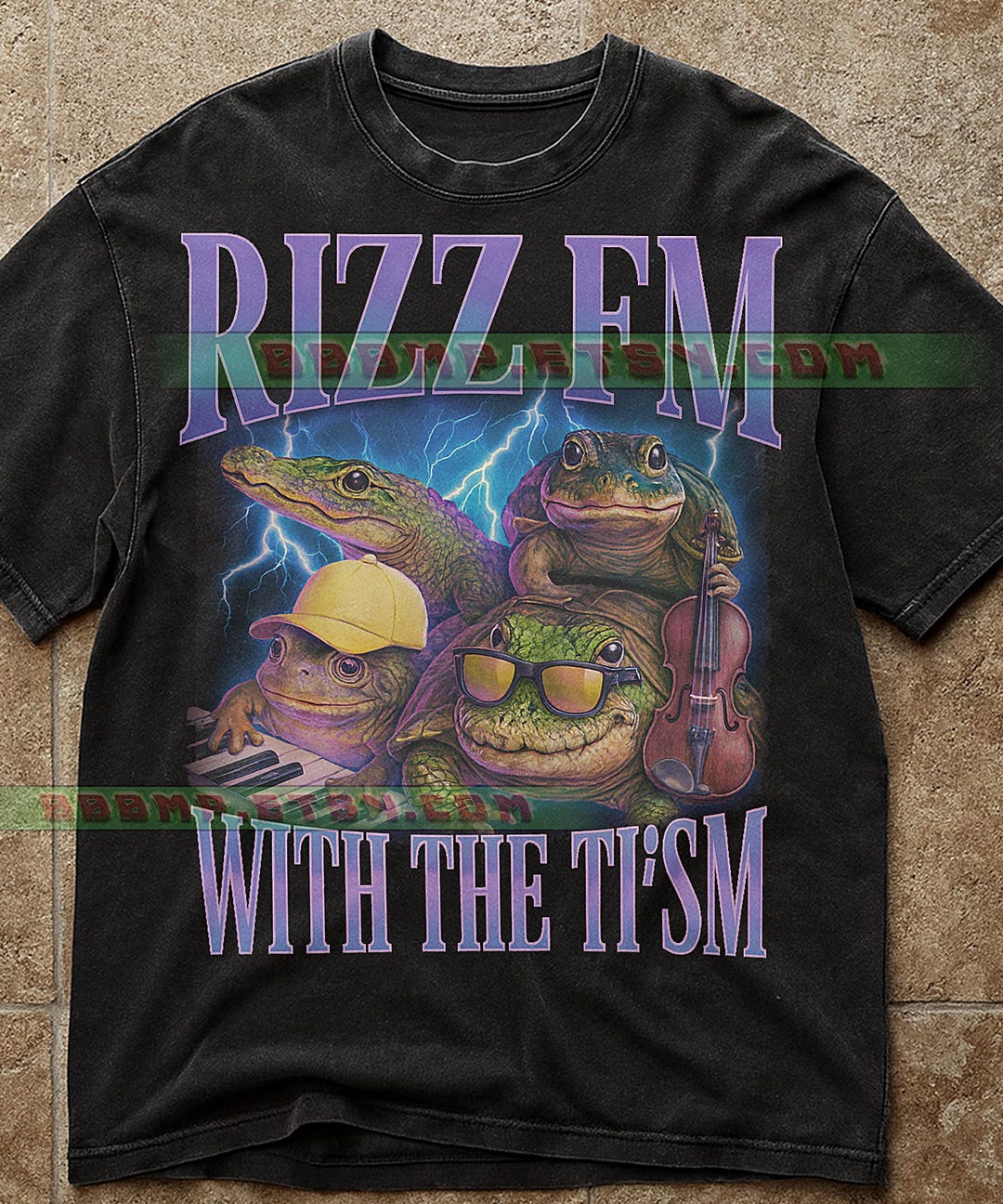 Aniaml Rizz Rizz Em With the Tism Frog Band T-shirt, Retro Graphic Funny Meme ...