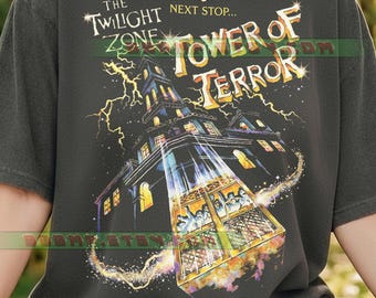 90er Jahre Fernsehturm Comfort Colors® Tshirt, 90er Jahre Retro Grafik, Hollywood Hotel Elevator Drop, gruseliger Freizeitpark Fan Geschenk