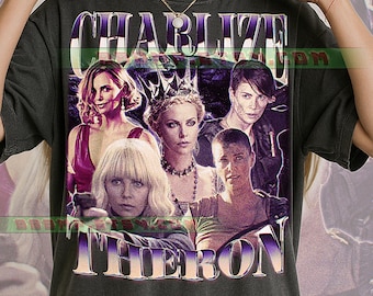 Charlize Theron T-Shirt, Vintage Schauspielerin Star Action Promi Performer Tee, 90er Jahre Retro Throwback, Charlize Theron Pullover