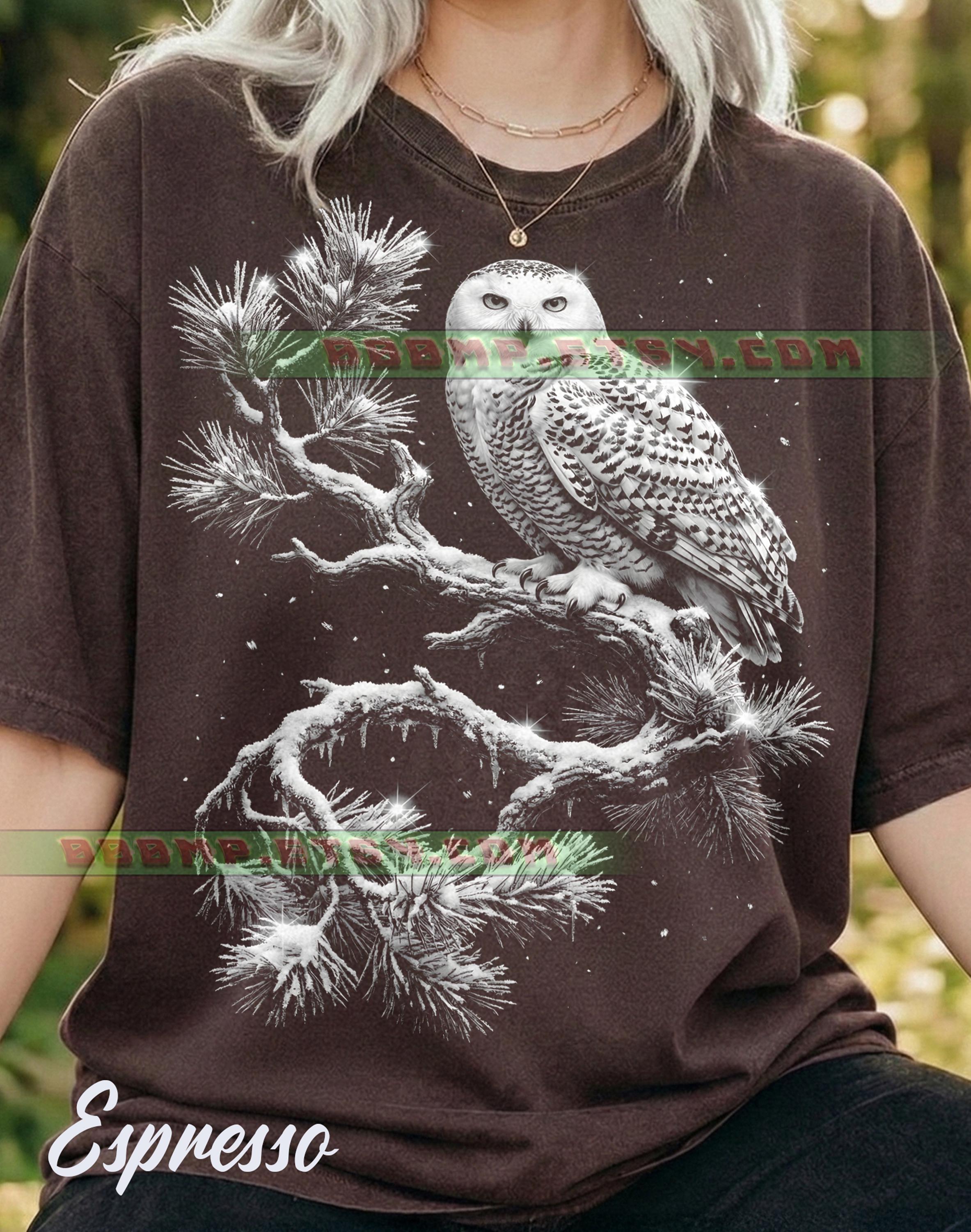 Snowy Owl Winter Bird Comfort Colors&reg; Tshirt, Wildlife Nature, Animal Lover, Snow Pine Tree, Mag