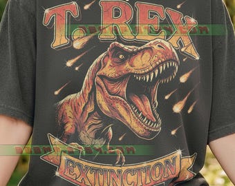 T-Rex Extinction Comfort Colors® Tshirt, Dinosaur Tyrannosaurus Jurassic, Prehistoric Retro Vintage Style, Meteor Asteroid Paleontology