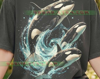 Orca Killer Whale Comfort Colors® Tshirt, Ocean Life, Marine Animals Sea Nature, Retro Vintage, Wildlife Lover, 90S Style Blue Aesthetic