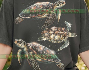 Sea Turtle Ocean Life Comfort Colors® Tshirt, Vintage Retro, Sparkling Marine Wildlife, Underwater Nature, Reptile Lover Animal Art