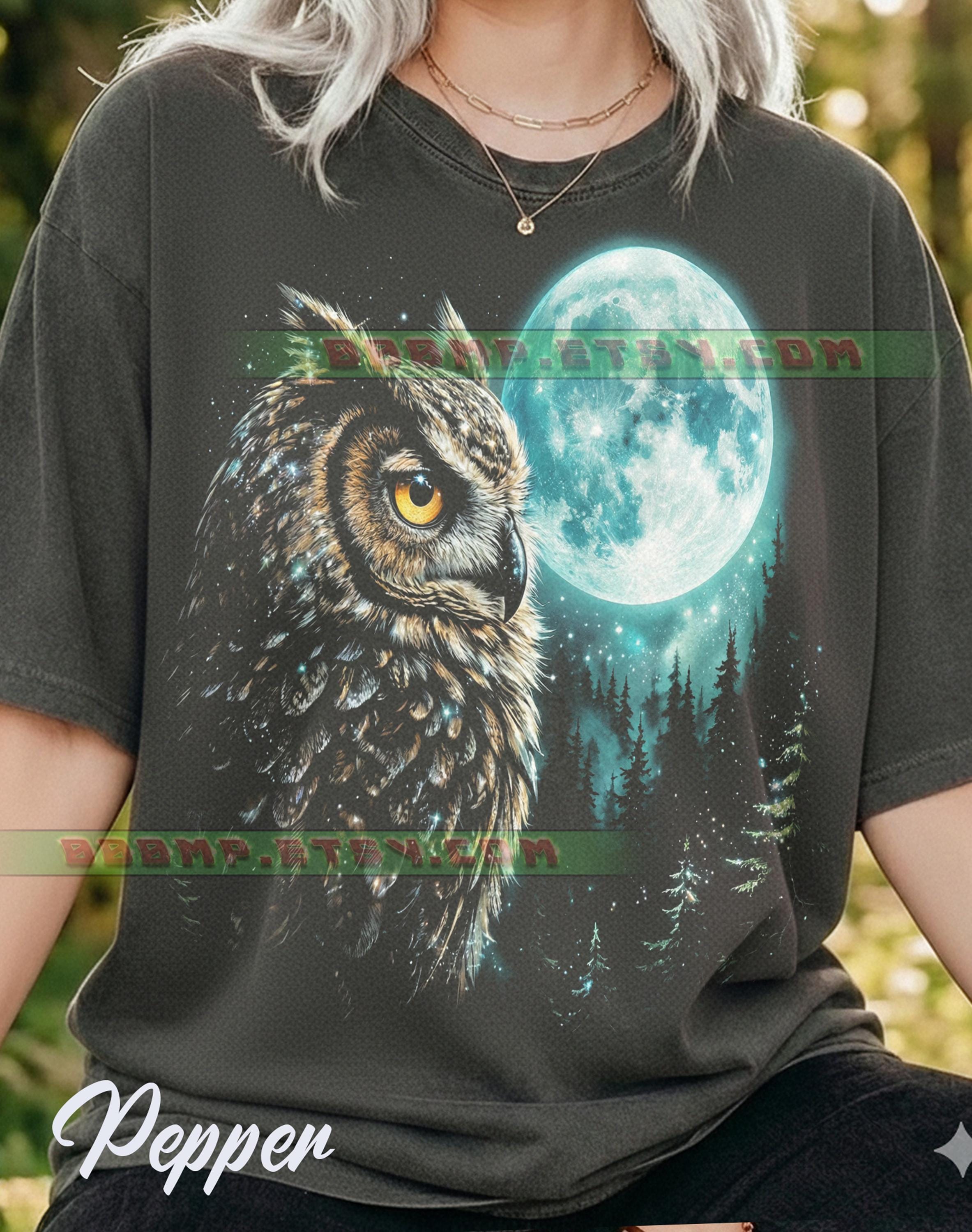 Owl Moon Forest Comfort Colors® Tshirt, Nature Wildlife Bird, Nocturnal Animal Lover, Night Sky,