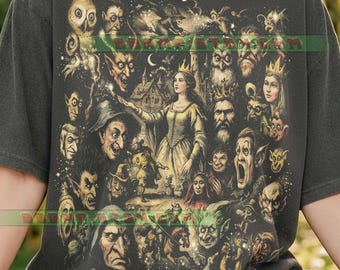 Fairy Tale Fantasy Art Comfort Colors® Tshirt, Witches Goblins Magic, Medieval Dark Fantasy, Retro Vintage Folklore Creatures