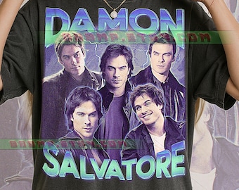 Damon Salvatore T-Shirt, Vintage TV Charakter Vampir Star Anti-Held Performer Tee, 90er Jahre Retro Throwback, Damon Salvatore Pullover