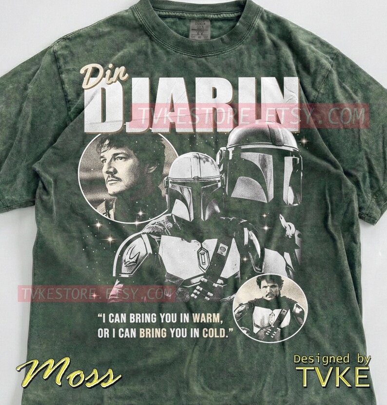 Din Djarin Pedro Pascal Comfort Colors® Tshirt, Bounty Hunter Tees, St4R W4Rs Sweater, Sci-Fi Helmet Tanktop, Retro Space Warrior image 7